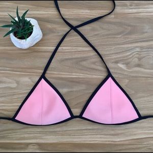 Triangl pink and black bikini top Sz Large